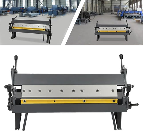 24" Pan and Box Brake, W-2420A Industrial Metal Bender &Sheet Metal Pan Blue with Removeable Fingers 0-135° Bending Precision