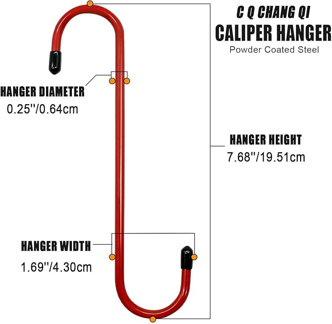 10 pcs Brake Caliper Hanger Hooks - with Rubber Tips for Automotive Work on Brake Axle and Suspesion Systems, Hardness Steel, Red Powder Coated Brake Caliper Hanger Hooks (10PC)
