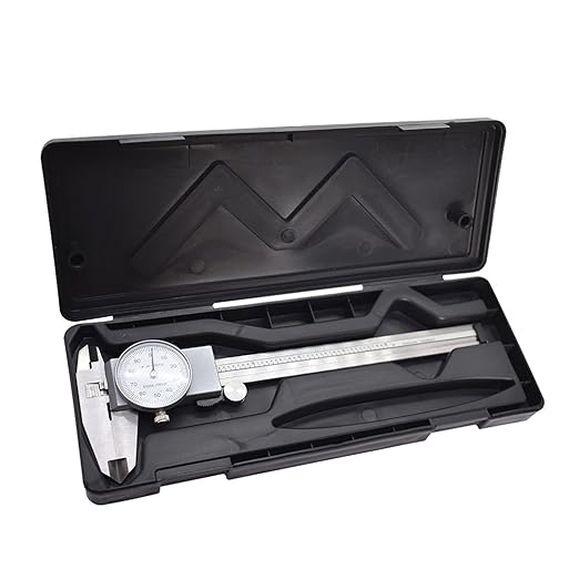 6 Inch Dial Caliper Measuring Tool, 0.001 Inch Graduation, Measure Inside Outside Dimensions and Depth, with Carry Case