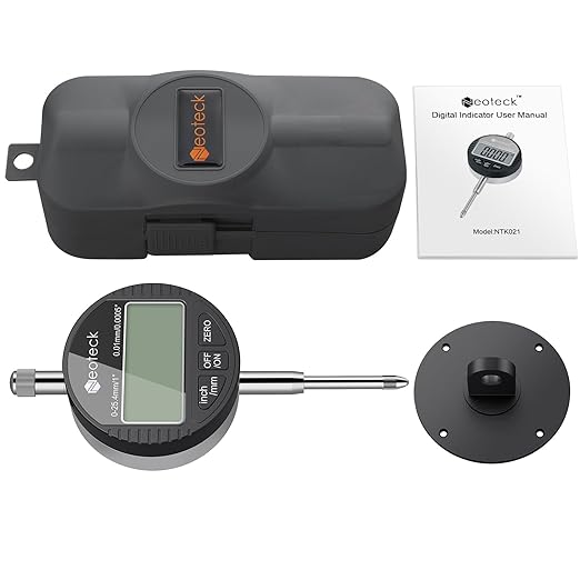 Neoteck Electronic Digital Dial Indicator Gage Gauge 0-1 Inch/25.4 mm Inch/Metric Conversion Auto Off Featured Measuring Tool for 3D Printer Leveling, etc. - Black