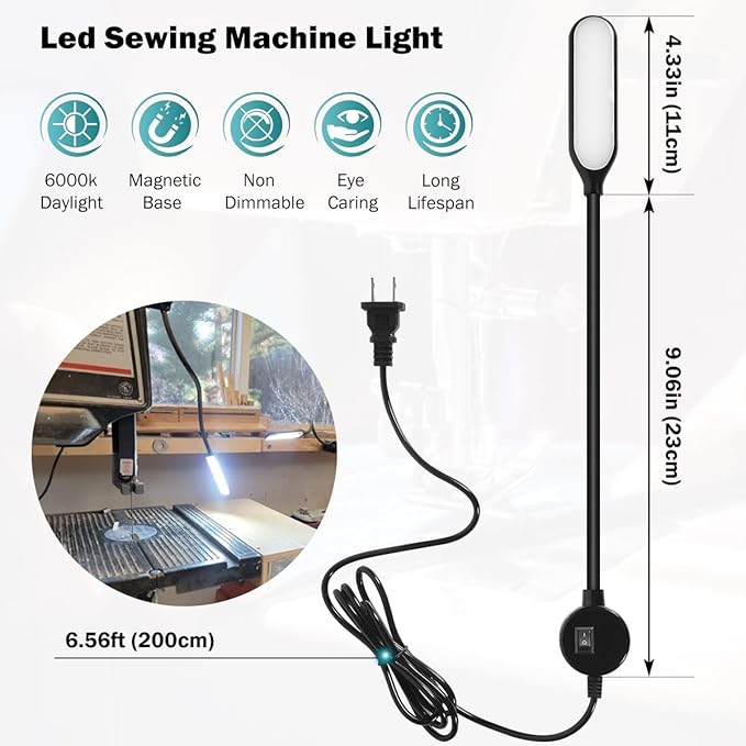 Magnetic Work Light, LED Machine Light with Flexible Gooseneck – Multi-Purpose for Workbench, Lathe, Drill Press & Crafting