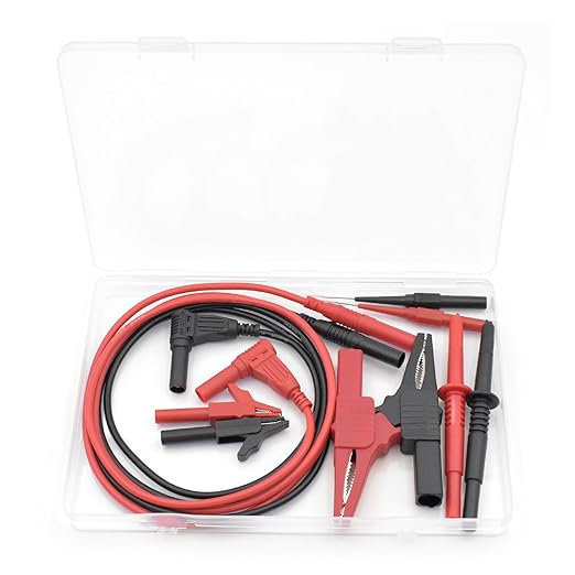 10Pcs Test Leads Kit, Double Insulated Test Lead Set with Alligator Clips and Needle Probefor Multimeter Electrical Testing