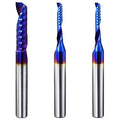 O-Flute Spiral Router Bit Set, 1/4 Inch Shank, Nano-Coated Solid Carbide CNC Router Bits for Aluminum, Plastic, Acrylic, Metal, Wood, MDF (2pcs 1/8"+1pcs 1/4")