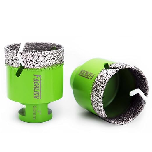 Diamond Core Drill Bit,2pcs Diameter 2 inch 50mm Thread 5/8-11,Vacuum Brazed Dry Wet Hole Saw for Porcelain Tile,Granite,Marble,Concrete,Masonry,Brick