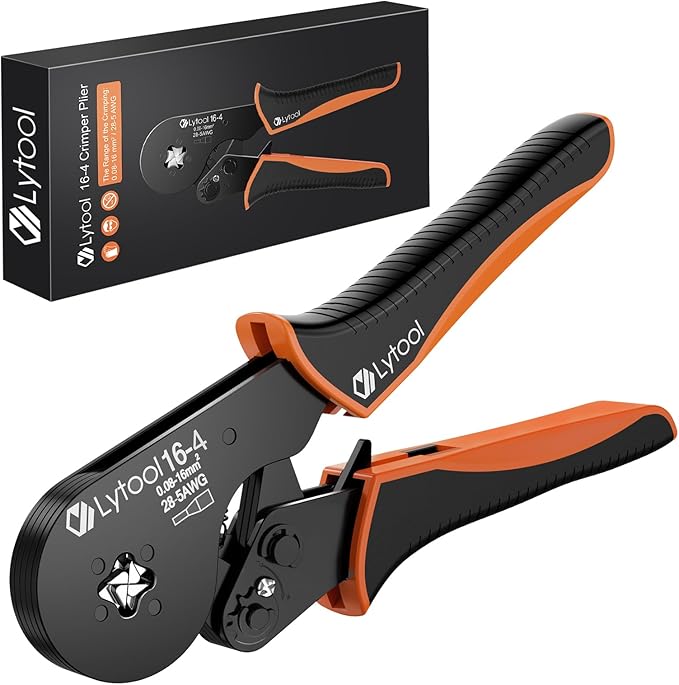 Lytool Ferrule Crimping Tool Kit AWG28-5 (0.08-16mm²), Wire Ferrule Crimper, Self-Adjustable Ratchet Wire Square Jaw Crimping Pliers for Wire Ferrules Terminals