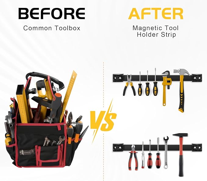 DGSL Magnetic Tool Holder Strip 5 Pack, 12In Heavy Duty Tool Organizer Magnetic Strip, Tool Magnet Bar For Garage Tool Organization