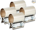 Butt Joint Band Clamps,Exhaust Muffler Clamp Exhaust Pipe Clamps Sleeve Stainless Steel (4, 2'')
