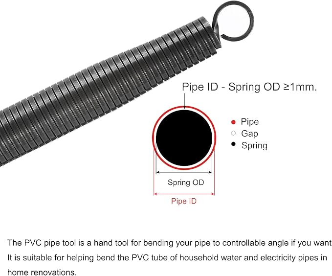 MECCANIXITY Spring Tube Bender OD 26.6 mm/1.0" Steel Spring Pipe Bending Tubes 520 mm/20.5" Long for 1" PVC Pipe(ID 27.6 mm) Home Renovations, Electrician Wiring Bending Pipe