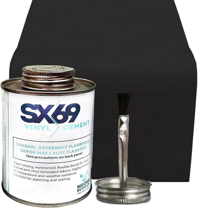 SX 69 Vinyl Repair Kit | Inflatable Bounce House Repair Kit | Includes 8 Ounce Adhesive and Vinyl Roll | for Flexible, Waterproof Repairs of Tears, Punctures, and Holes