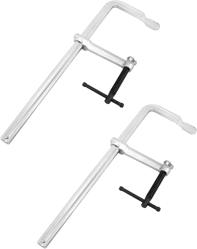 QWORK 16" Heavy Duty F Clamp, 4 Pack Drop-forged Bar Clamp, 4-3/4-Inch Throat Depth, Professional Forging Jaws, Rail, Spindle and Handle