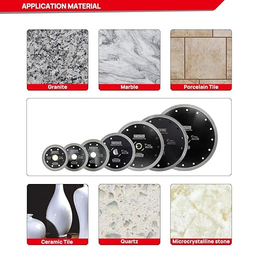 DT-DIATOOL Diamond Granite Blade 5 Inch for Marble Porcelain Tile Ceramic Diamond Cutting Disc with Mesh Turbo Diamond Segments