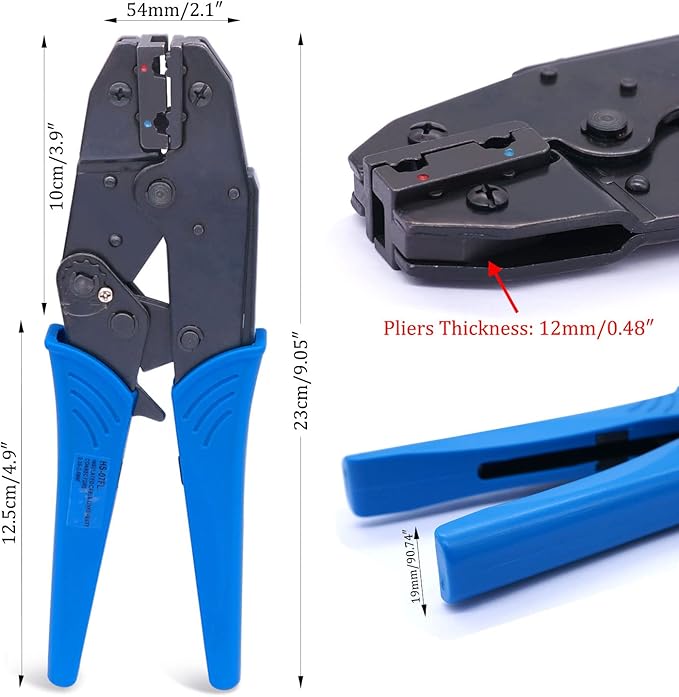 Twidec/Ratchet Crimp Pliers Crimping Tool Ratchet Terminal Crimper Wire Crimp Tool For Crimping Tubular Terminals Nylon Flag Spade Female Connectors HS-07FL