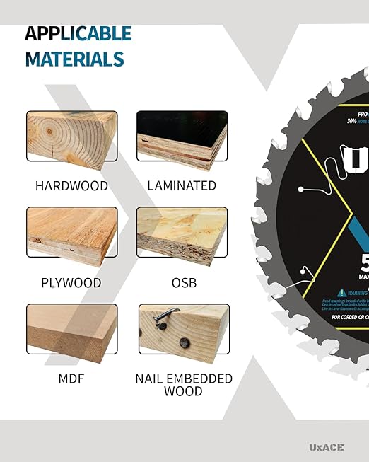 5-1/2-Inch 24&48-Tooth Circular Saw Blade with 10 mm Arbor, Framing & Ultra Finish Wood Cutting, Carbide Tip, Thin Kerf, for Plywood, MDF, OSB, Laminated, 2 Pack