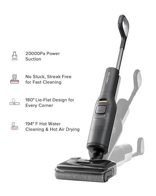 roborock F25 Wet Dry Vacuum Cleaner, Cordless Vacuum Mop All in One with 20000Pa, 194°F Hot Air Flash Drying & Hot Water Self Cleaning, Zero-Tangle Wet Mop Cleaner for Hard Floor, 180° Lie Flat