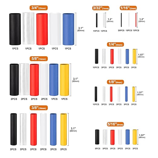 Chanzon 40 Sizes Extra Long Heat Shrink Tubing Assorted Kit UL Listed 2:1 Ratio (1mm-20mm diam) Multi Color Black White Red Blue Clear Yellow Sleeving Wrap Shrinking 2 to 1 Assortment 172 pcs