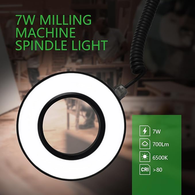 Milling Machine Spindle Light, 50MM Waterproof Ring LED Magnetic Work Light for CNC Milling Machine