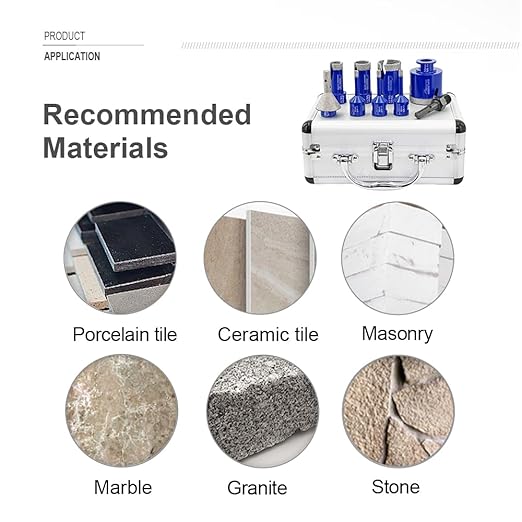 SHDIATOOL Diamond Drill Core Bits,Tile Drilling Core Hole Saw Cutter Beveling Chamfer for Porcelain Marble Ceramic Granite with SDS Plus Adapter 9pcs(6/6/6/20/25/35/50/10-35MM/SDS)