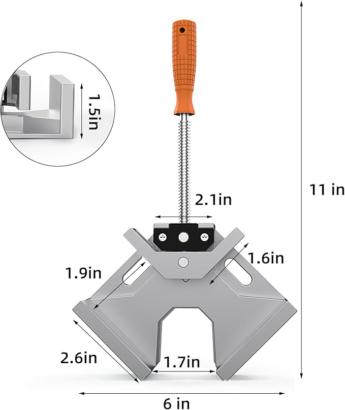 Corner Clamp, 2pcs 90 Degree Right Angle Clamp with Adjustable Aluminum Alloy Swing Jaw, Single Handle Clamps for Woodworking Tools Photo Framing, Present for Men Dad 11.1 Inch
