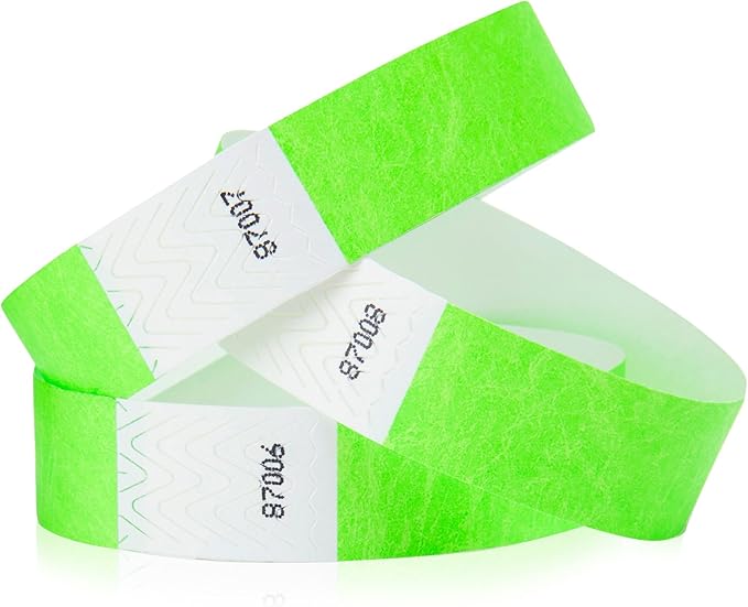 1,200 WristCo Neon Green Tyvek Wristbands for Events - Tamper-Proof Design & Fluorescent Color Prevent Reuse Premium-Grade Bracelets for Hospital & Medical ID, Party & VIP Identification