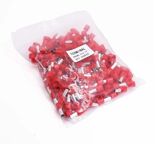 Fidioto 6AWG Wire Ferrules, 250pcs AWG6 Red Terminal Connector Wire Insulated Cord Pin Ends Terminals