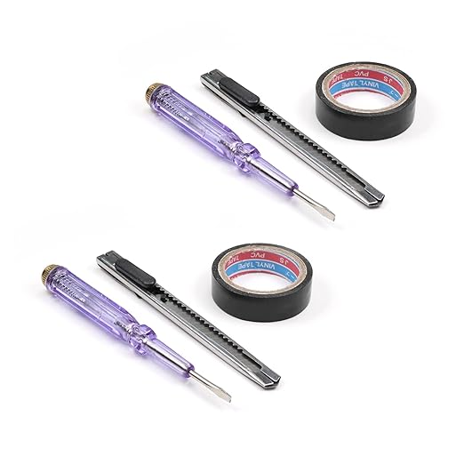 Fielect 3 Suit Circuit Tester Pen Assortment, Voltage Tester Detector Pen with Small Utility Knife, 5m Electrical Tape, 100-500V