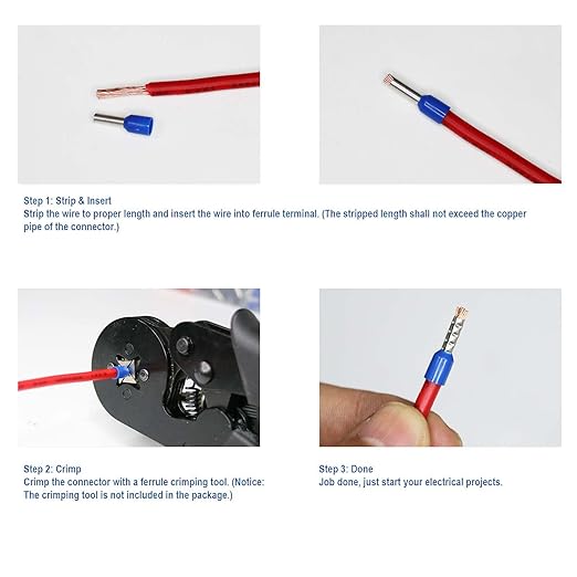 Ferrule Crimping and stripperring Tool Kit, Contain One AWG 23-7 (0.25-10mm²) Self-Adjustable Ratchet Wire Crimping Tool, Suitable for AWG10-24(0.2-6mm²) Wire Stripper and 1900PCS Wire Terminals