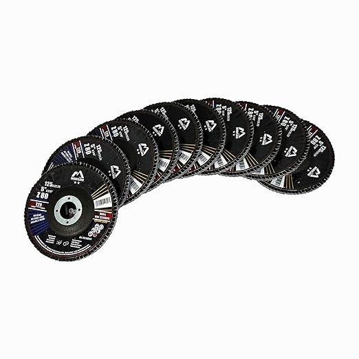 Merryland Flap Disc 5 inch Metal for Angle Grinder, 5inch 80 Grit T29 Flap Wheel 10 Pack, Blue Zirconium Corundum INOX Stainless Steel Iron Universal, Craft-Line FC1108414-10