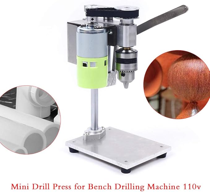 Mini Bench Drill Press Stand, Portable Bench Drilling Machine, 3.94x5.12x8.66 inch, 7 Speed Table Driller Chuck, Used for Drilling Iron, Wood and Plastic, Litht-Duty, for B12 Chuck