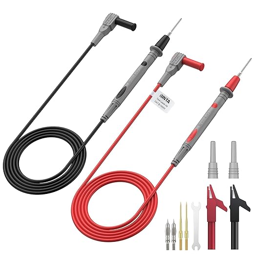 BINTA Multimeter Test Leads Kit for Home DIY, Electrical Test, Car Maintenance, Test Leads Kit with Replaceable Test Probes, Alligator Clips, Insulated Cap, Wrench CATIII 1000V 20A