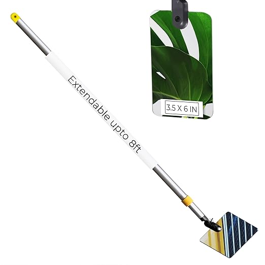 Inspection Mirror Telescoping Pole, Lightweight & Durable, 4 ft - 8 ft Pole, 3.5 x 6 inch Acrylic Mirror