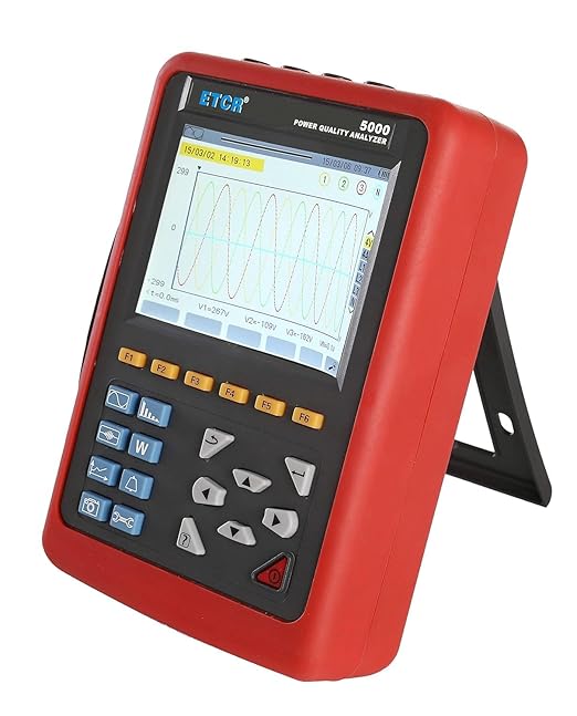 ETCR5000 3 Phase Power Quality Analyzer Three Phase Multi-Functional Power Quality Logger with ETCR040B Ф40mm Current Clamp Sensor 4PCS Range 0.10A-100A