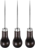 HARFINGTON 3pcs Handwork Sewing Awl Single Gourd Awl Leather Punch Hole Tool with Wooden Handle Scratch for Broken Wire Make Mark Drilling Stitching Repair and DIY Handmade, Dark Brown