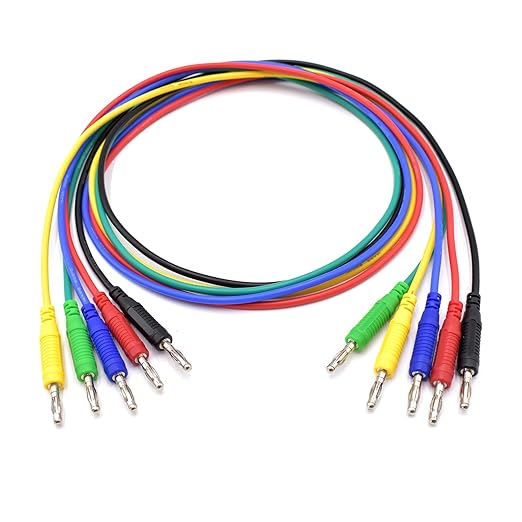 5 Colors 4mm Banana Plug Male to Male Test Leads 14AWG Heavy Duty Jumper Wires Silicone Soft Test Cable for Multimeter Electrical Testing 20A 3Ft