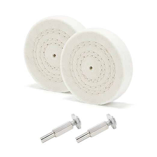 SCOTTCHEN Buffing Polishing Wheel 3" Fine Cotton (50 Ply) 1/4" Arbor with 1/4" Mandrel for Drill - 2Pack