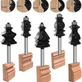 TAIWAIN Router Bit Set 1/4 Inch Shank 5PCS, Architectural Picture Frame Wood Milling Cutter,Rail &Stile Woodworking Miter Carbide CNC Cutting Tool for Cabinet Drawer Door Surfacing(T-BIT)