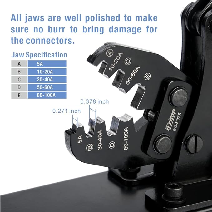 iCrimp Battery Lugs and Open Barrel Connectors Crimping Tools -Desk Type IWS-5100DT(5A-100A)