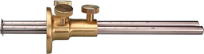 Double blade Wheel Marking Gauge Kit with 2 Extra Cutter Wheels and Screws, Small Anti Roll Brass Head, Metric Micro Adjuster Ruler, Woodworking Tools Scriber for Woodworking