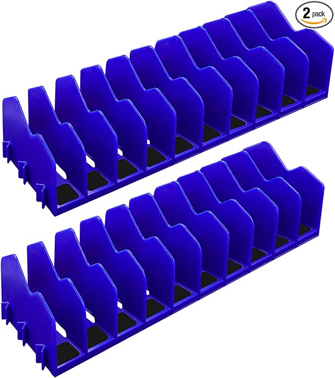 2 Pack Plier Orgainzer Rack, 20 Slots Tool Organizer Rack with Extendable Design & Non-Slip Rubber Base, Fits 3" H, Toolbox Organizer for Pliers, Wrenches, Screwdrivers and More,Blue