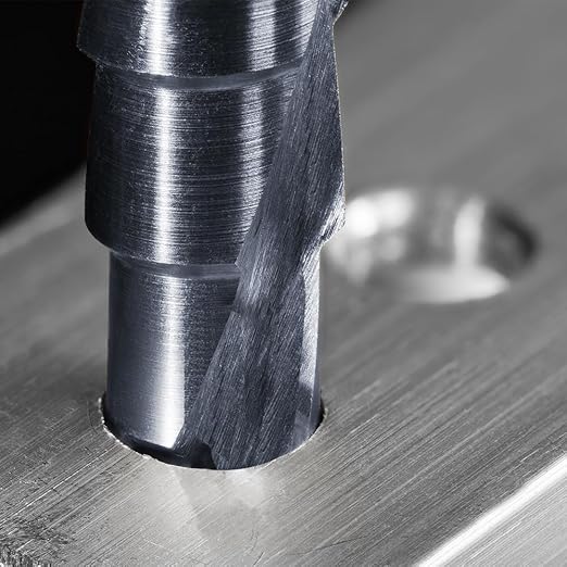 Four Spiral Flute Step Drill Bit, 3/16" - 7/8"(12 Sizes) 1/4" Hex Shank Cobalt Step Drill Bit Fully Coated with TiAlN for Metal, Stainless Steel, Aluminum, Plastic