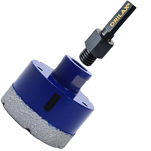 Drilax Pro Series 3 Inch Diamond Hole Saw | for Angle Grinders (5/8"-11 Thread) & Regular Drills (Adapter Incl.) | 1-3/8" Depth | Fast Dry Drilling for Large Pipes, Ducts, Recessed Lights | Long Life