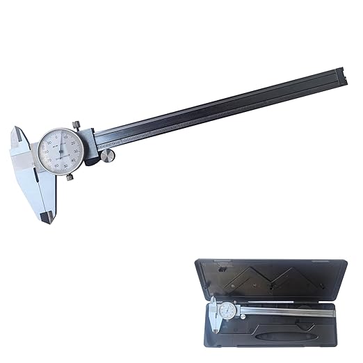 8 Inch Dial Caliper, MFQNENLK 4-Way Measurement Calipers, 0.001 Accuracy Imperial Shockproof Measuring Tool with Plastic Case (Dial Caliper 0-8" Range)