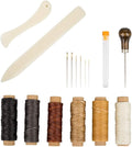 Set of 16 Bookbinding Tools, findTop Bone Folder Creaser Waxed Linen Thread Wood Handle Awl Large-Eye Needles for Handmade DIY Bookbinding Crafts and Sewing Supplies