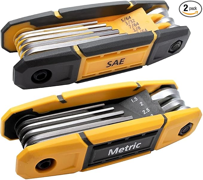 MULWARK 17pcs Folding Allen Wrench Set | Metric & Standard SAE - Key Tool 2 Pack Portable Hex for Basic Home Repair and General Applications