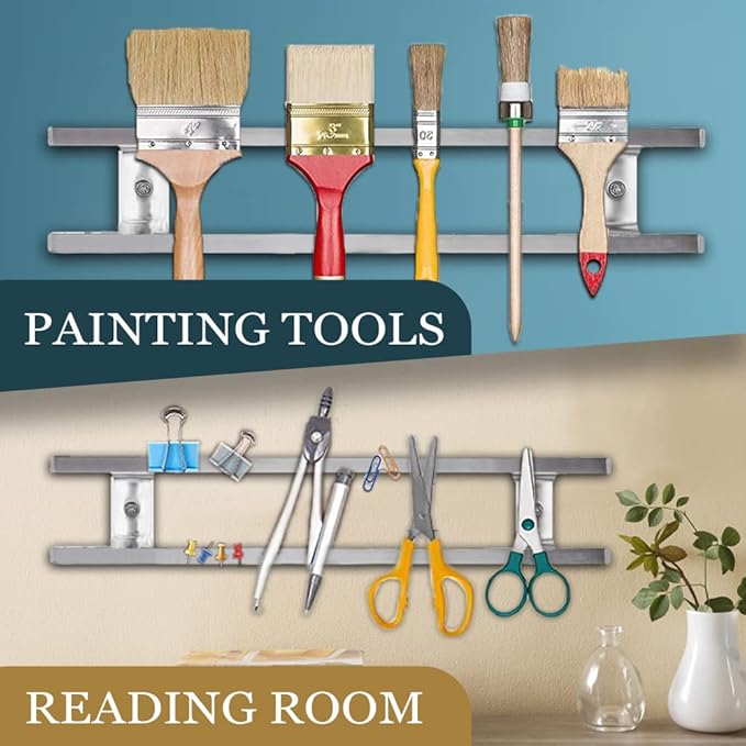24-Inch Magnetic Knife Holder for Wall – 304 Stainless Steel Knife Strip with 12 Hooks – Magnetic Knife & Utensil Rack