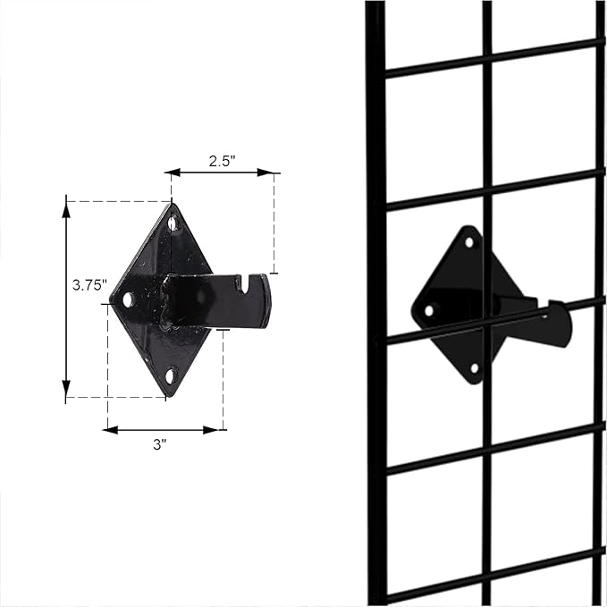 KINGDOM SOLUTIONS 36-Pack Black Gridwall Panel Mount Brackets – Heavy-Duty Wall Brackets for Gridwall, Slatgrid, or Trellis Panel Mounting – Durable Display Hardware for Store or Garage