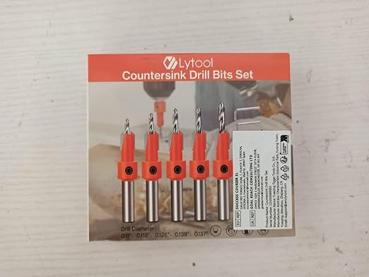 Lytool Countersink Drill Bit Set,5 Pcs Counter Sink Bits for Wood,Tapered Drill Bits for Woodworking,Round Shank,Allen Wrench, Wood Screw Counter Sinker Drill Bits with Depth Stop,Pilot Screw Hole Set