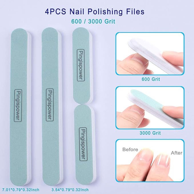 Nail Files and Buffers, 20PCS Professional Nail File & Nail Polishing Buffer Block for Natural Nails, 100/180 & 600/3000 Grit Reusable Manicure Kit for Women, Travel Home and Salon