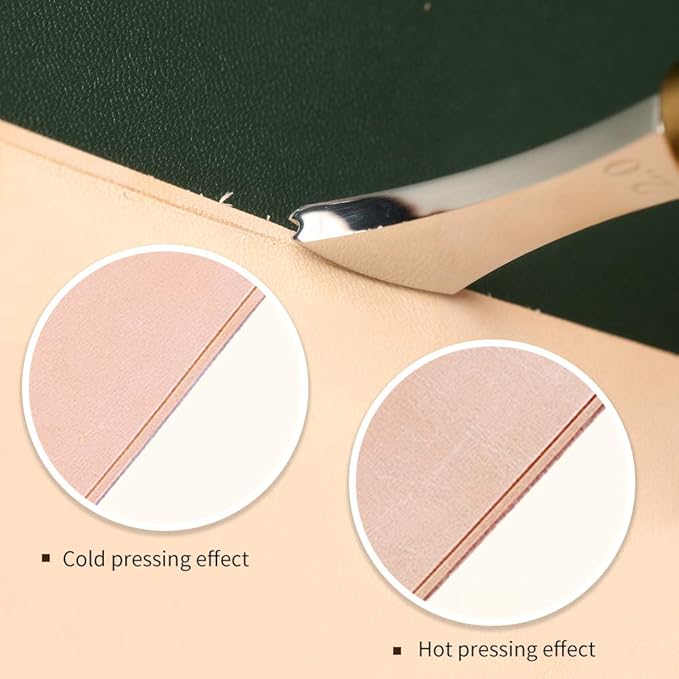 UOOU Leather Edge Creaser,2.0mm Professional Leather Tool,Edge Creaser Stainless Steel Red Wood Handle Tool for Beginners DIY Leather Craft