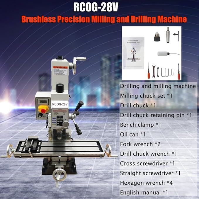 Benchtop Mini Milling Drilling Machine, Brushless Milling Drilling Machine, 110V, 1300W, 50-2250rpm