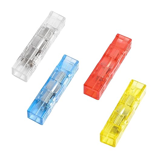 20Pcs Plug-in Quick-Connect Terminal Blocks, 1-in-1-out Wire Connectors, Convenient Wiring KV12, Replaces Electrical Tape (Red Blue Yellow White)